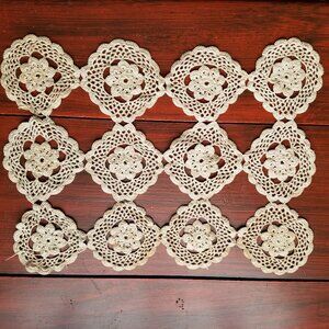 Hand made Crochet doily table runner